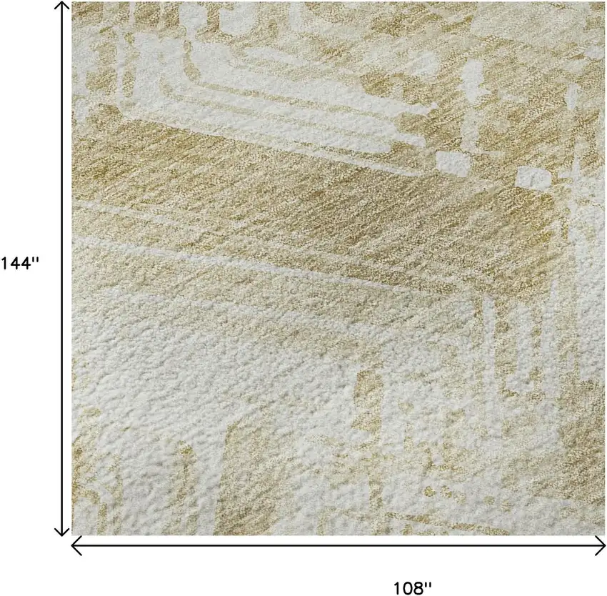 Beige And Ivory Chevron Washable Area Rug With UV Protection Photo 8