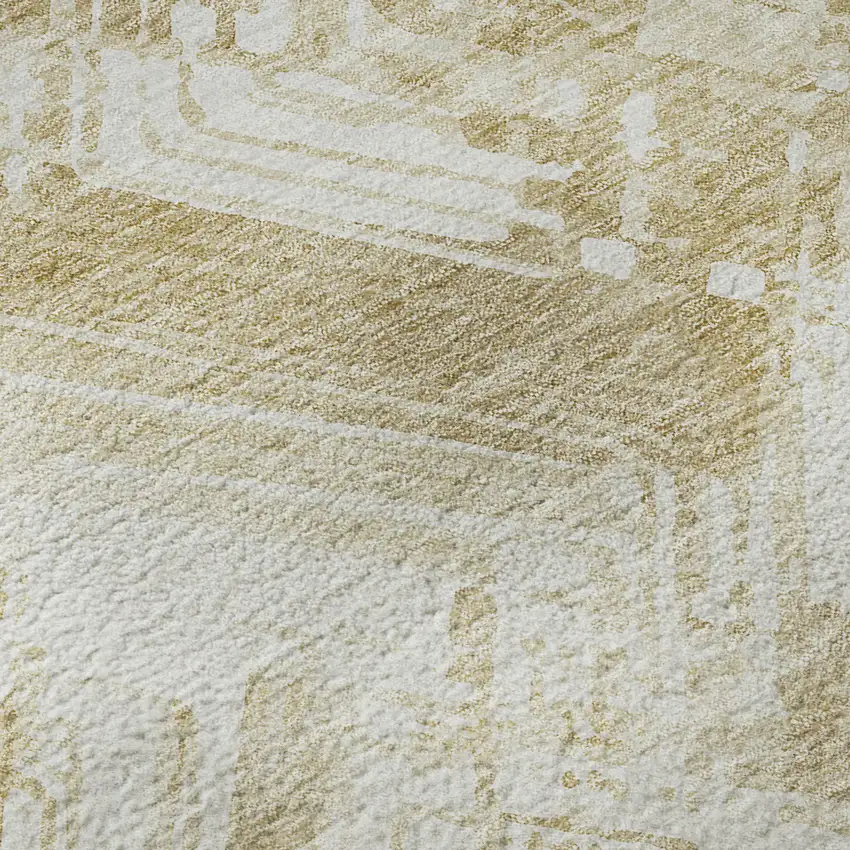 Beige And Ivory Chevron Washable Area Rug With UV Protection Photo 1