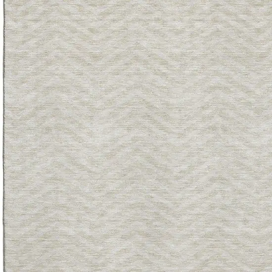 Beige And Ivory Chevron Washable Area Rug With UV Protection Photo 2