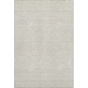 Photo of Beige And Ivory Chevron Washable Area Rug With UV Protection