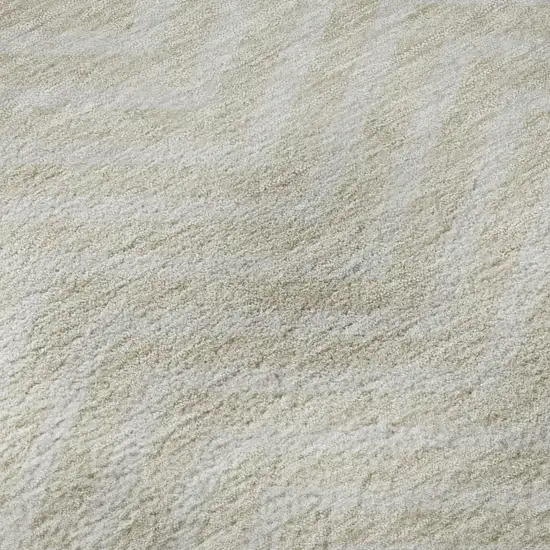 Beige And Ivory Chevron Washable Area Rug With UV Protection Photo 9