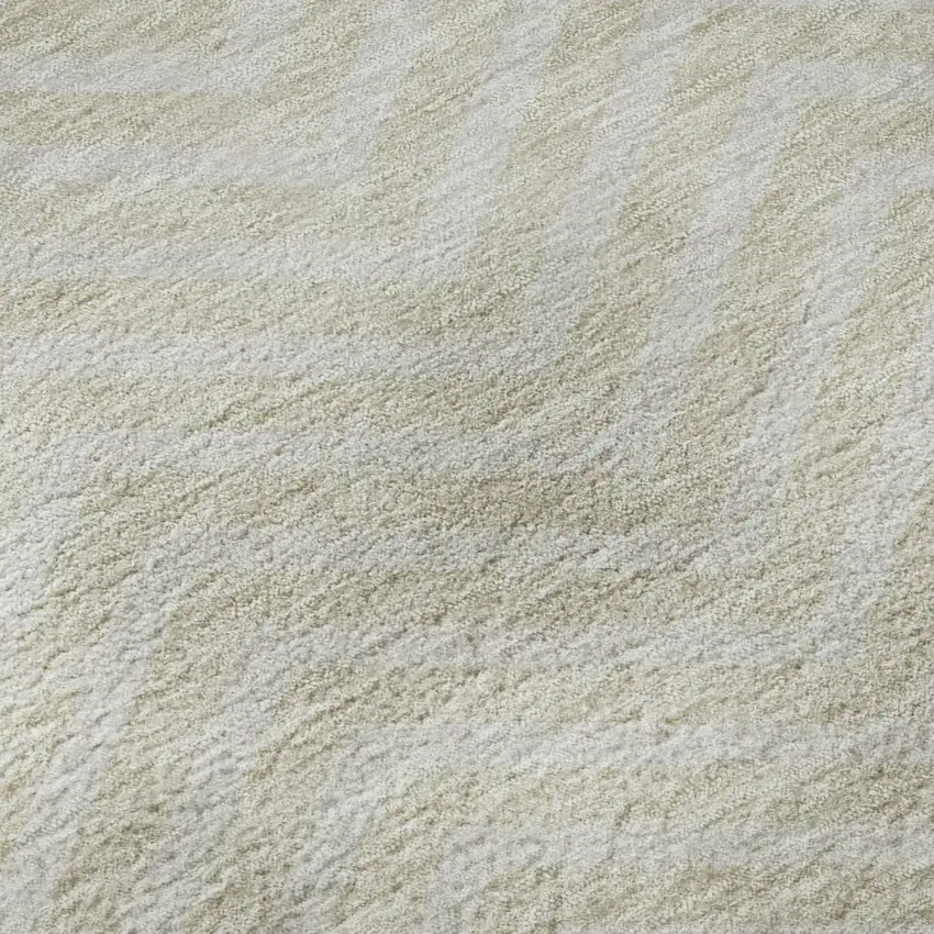 Beige And Ivory Chevron Washable Area Rug With UV Protection Photo 8