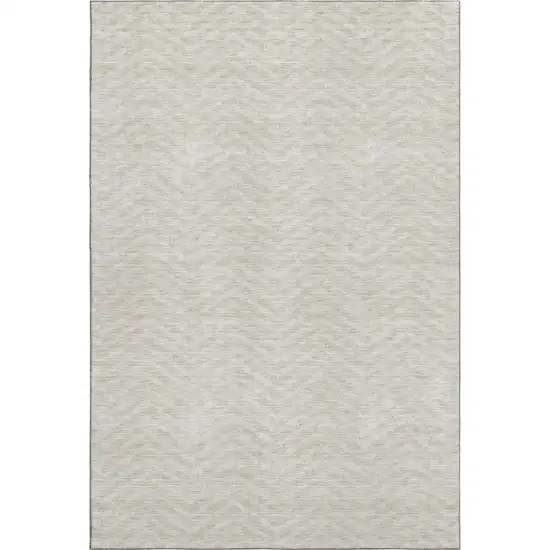 Beige And Ivory Chevron Washable Area Rug With UV Protection Photo 1
