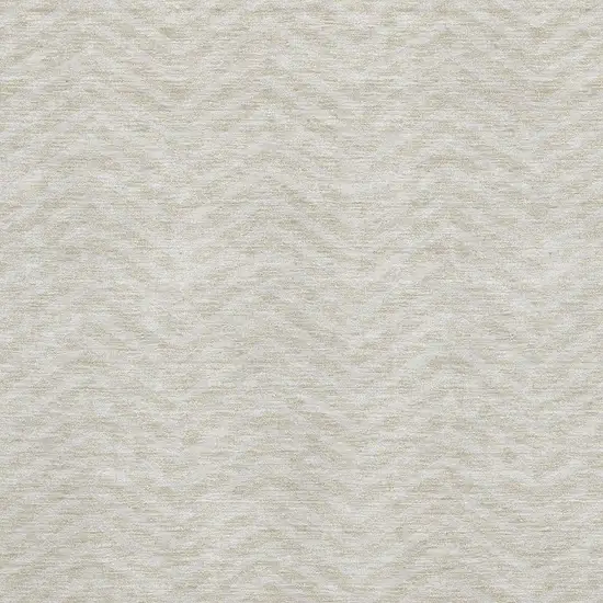 Beige And Ivory Chevron Washable Area Rug With UV Protection Photo 2