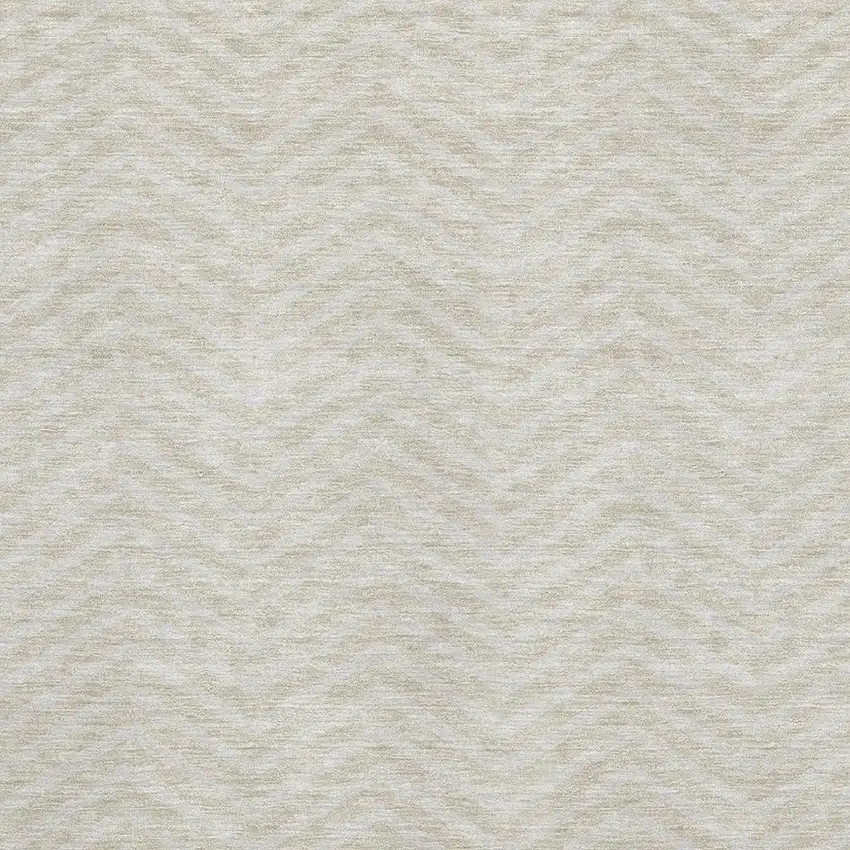 Beige And Ivory Chevron Washable Area Rug With UV Protection Photo 2