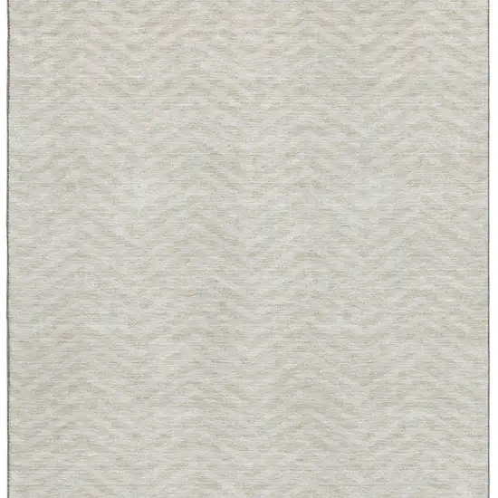 Beige And Ivory Chevron Washable Area Rug With UV Protection Photo 3