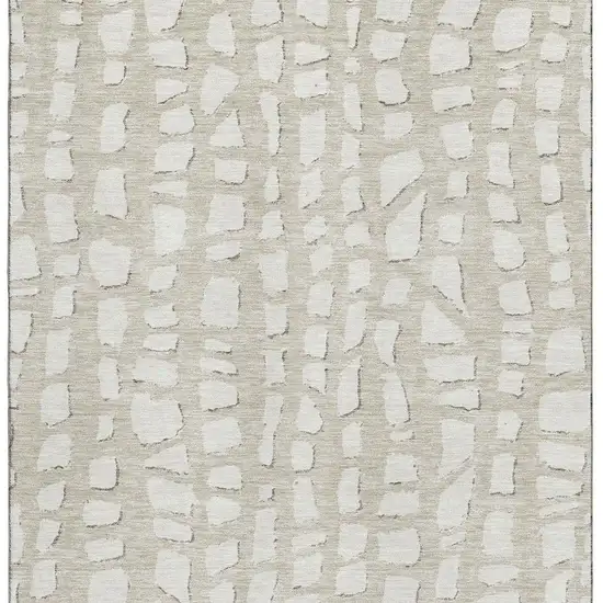 Beige And Ivory Cobblestone Washable Area Rug With UV Protection Photo 4