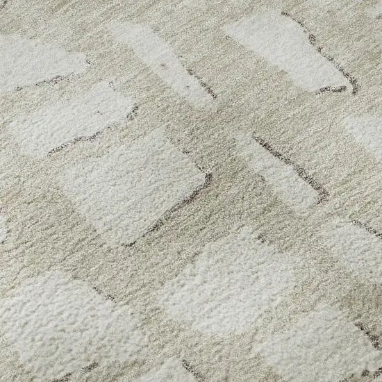Beige And Ivory Cobblestone Washable Area Rug With UV Protection Photo 8