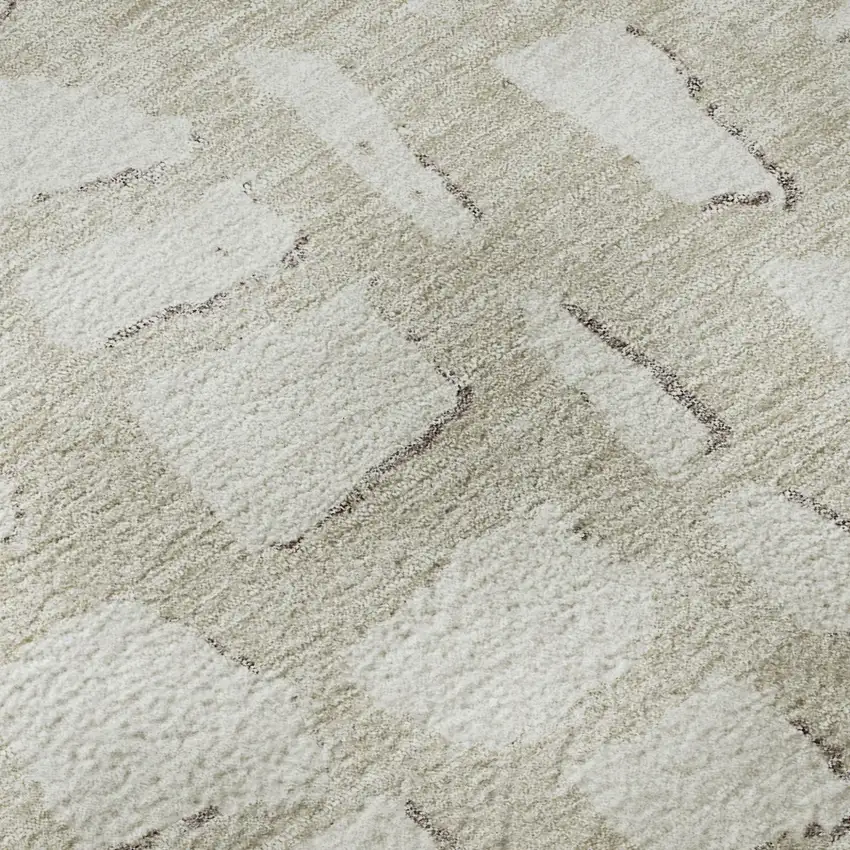 Beige And Ivory Cobblestone Washable Area Rug With UV Protection Photo 8