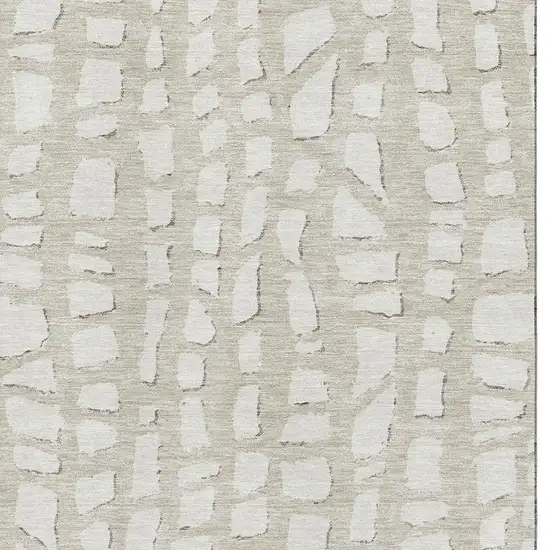 Beige And Ivory Cobblestone Washable Area Rug With UV Protection Photo 3