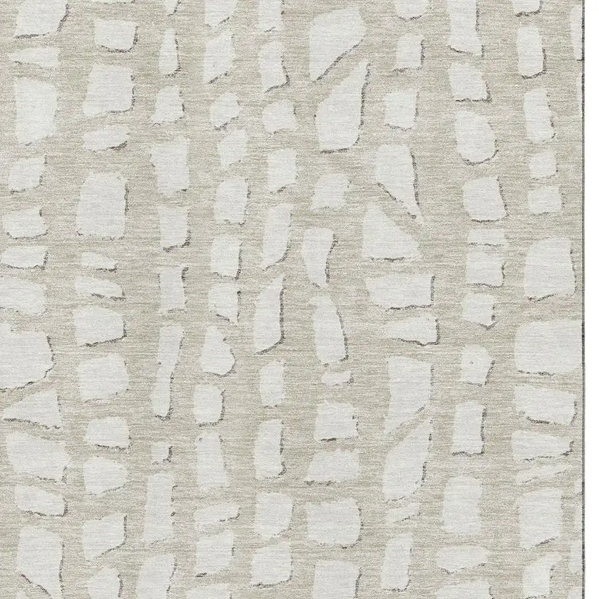 Beige And Ivory Cobblestone Washable Area Rug With UV Protection Photo 3