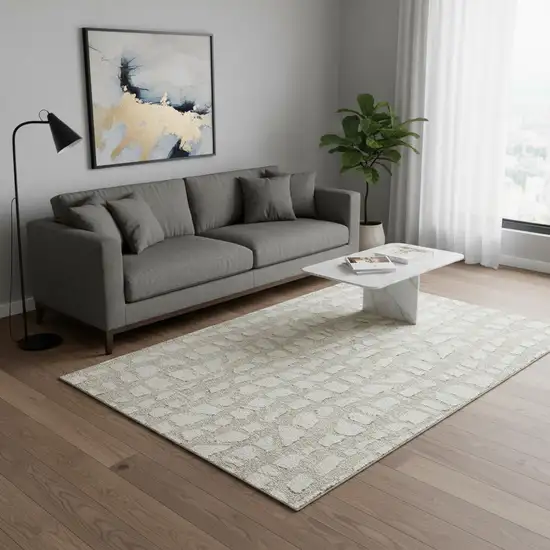 Beige And Ivory Cobblestone Washable Area Rug With UV Protection Photo 2