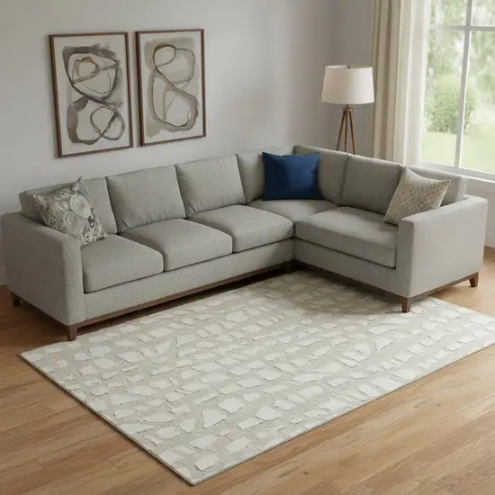 Beige And Ivory Cobblestone Washable Area Rug With UV Protection Photo 1