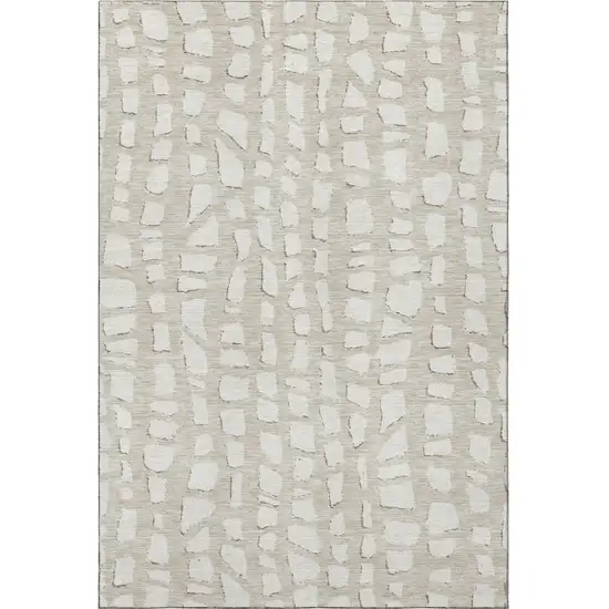 Beige And Ivory Cobblestone Washable Area Rug With UV Protection Photo 4