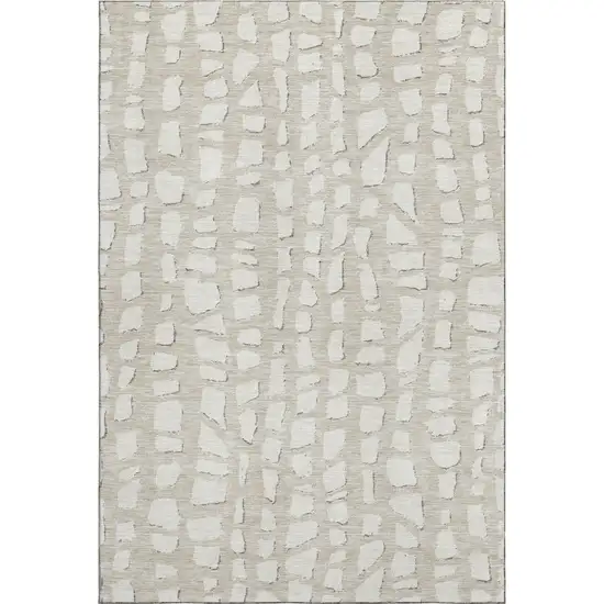 Beige And Ivory Cobblestone Washable Area Rug With UV Protection Photo 1