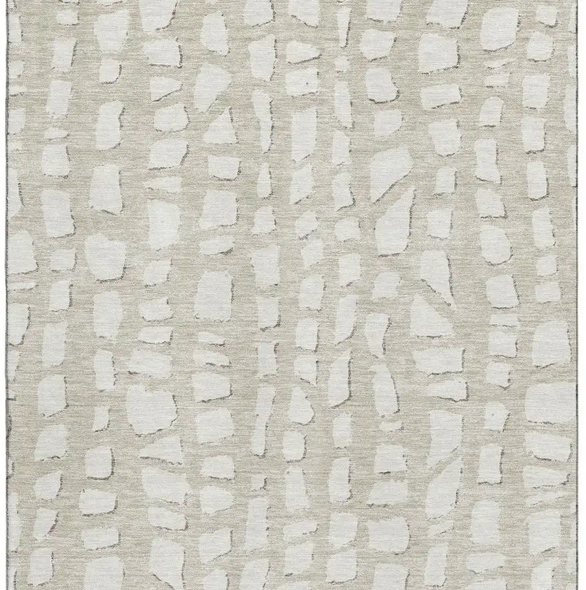 Beige And Ivory Cobblestone Washable Area Rug With UV Protection Photo 3