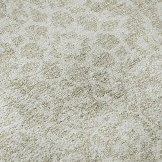 Beige And Ivory Damask Washable Area Rug With UV Protection Photo 8