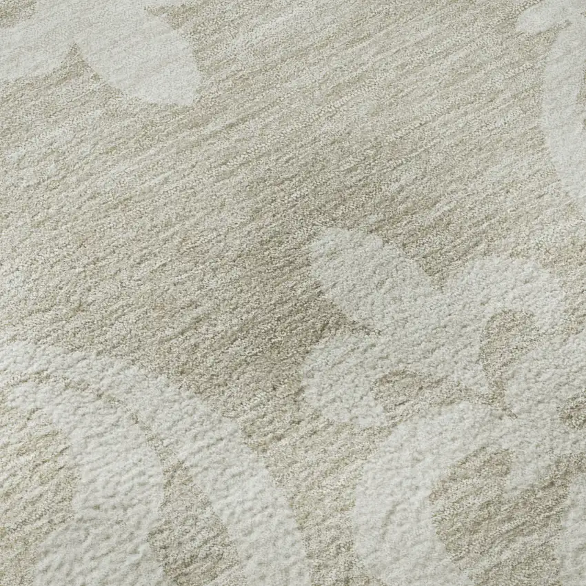 Beige And Ivory Damask Washable Area Rug With UV Protection Photo 8