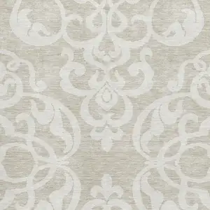 Photo of Beige And Ivory Damask Washable Area Rug With UV Protection