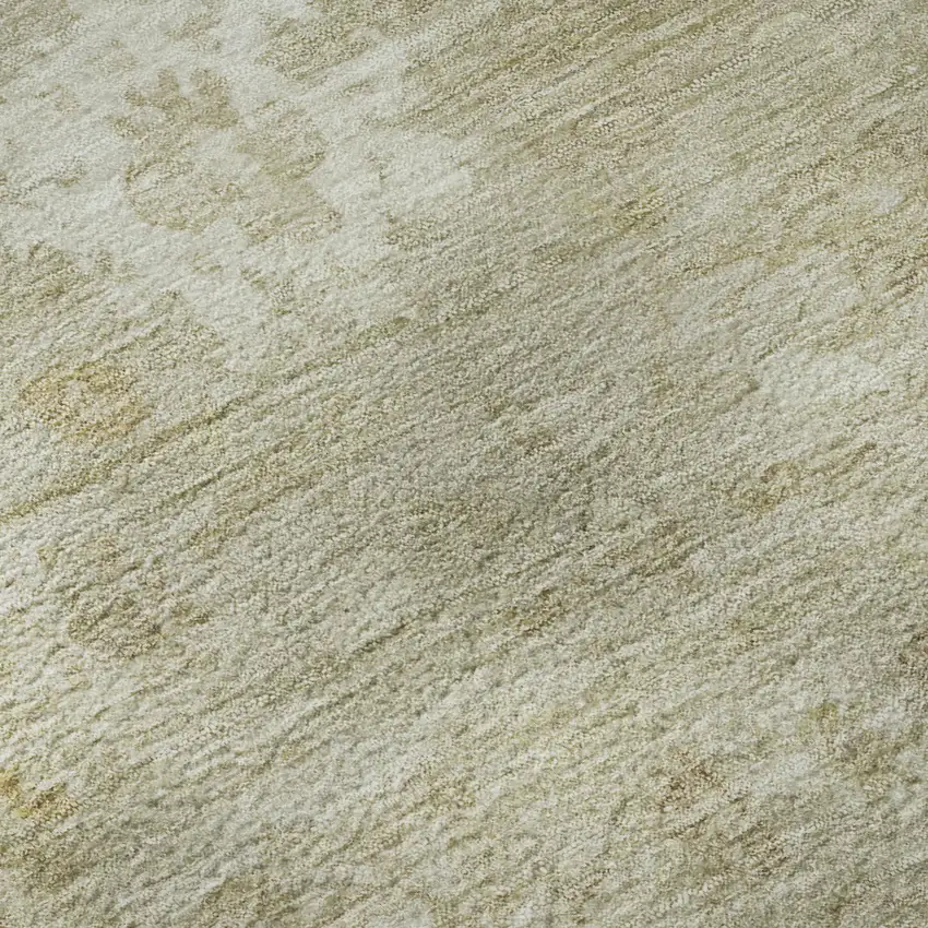 Beige And Ivory Damask Washable Area Rug With UV Protection Photo 9