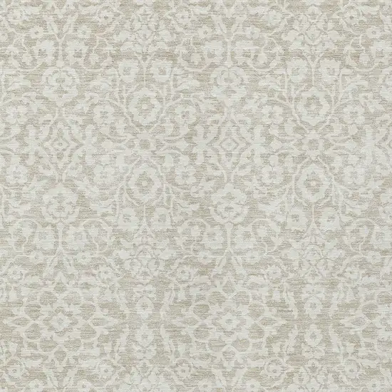 Beige And Ivory Damask Washable Indoor Outdoor Area Rug Photo 6