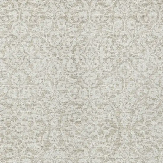 Beige And Ivory Damask Washable Indoor Outdoor Area Rug Photo 6