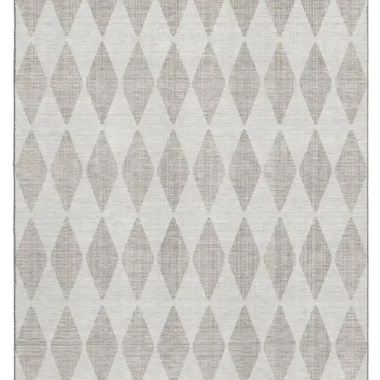 Beige And Ivory Diamond Washable Area Rug With UV Protection Photo 4