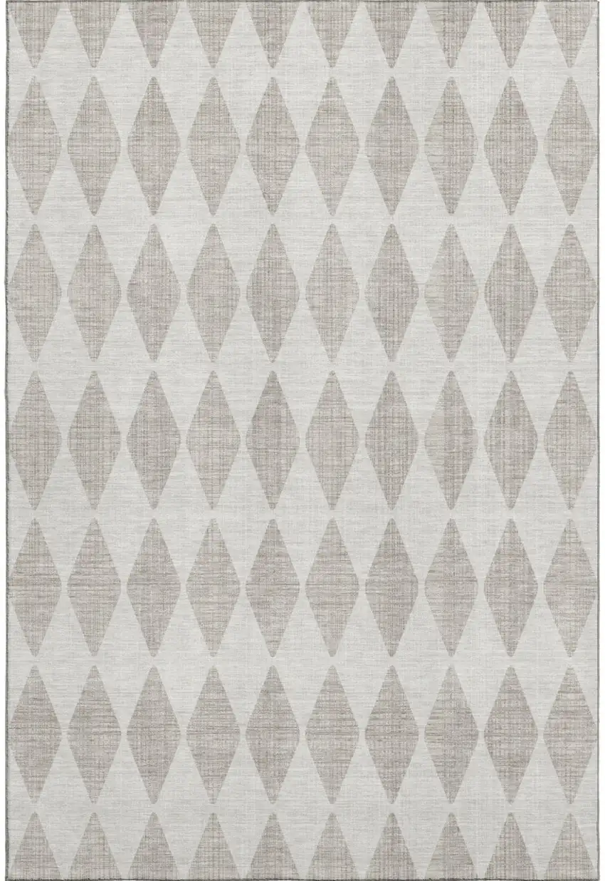 Beige And Ivory Diamond Washable Area Rug With UV Protection Photo 1