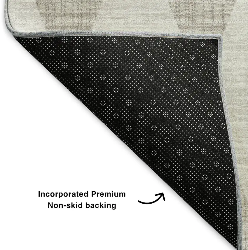 Beige And Ivory Diamond Washable Area Rug With UV Protection Photo 7