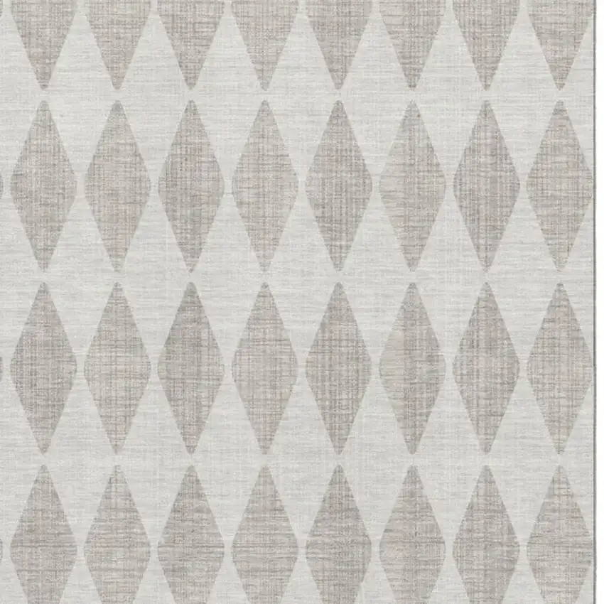 Beige And Ivory Diamond Washable Area Rug With UV Protection Photo 3