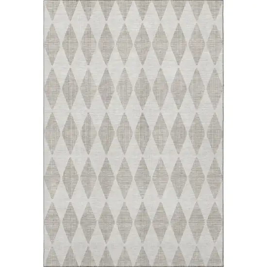 Beige And Ivory Diamond Washable Area Rug With UV Protection Photo 4