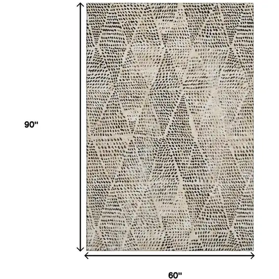 Beige And Ivory Diamond Washable Area Rug With UV Protection Photo 7