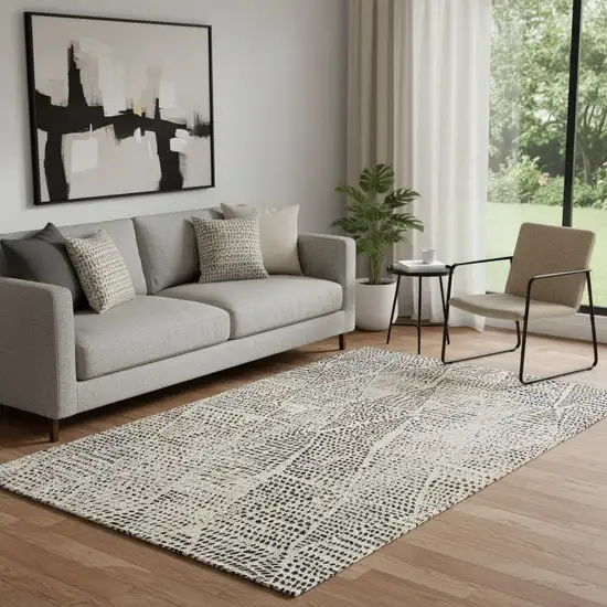 Beige And Ivory Diamond Washable Area Rug With UV Protection Photo 1