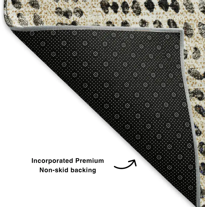 Beige And Ivory Diamond Washable Area Rug With UV Protection Photo 8