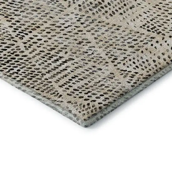 Beige And Ivory Diamond Washable Area Rug With UV Protection Photo 6
