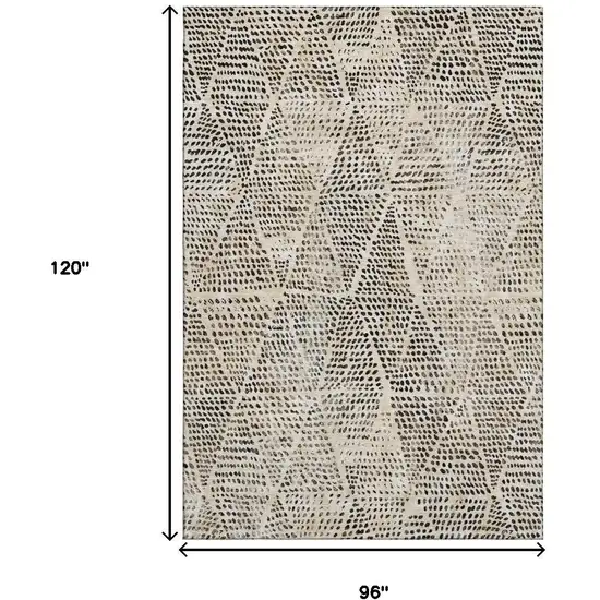 Beige And Ivory Diamond Washable Area Rug With UV Protection Photo 3