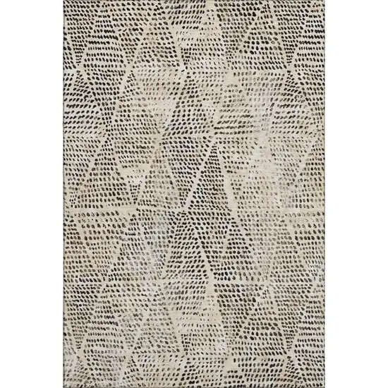 Beige And Ivory Diamond Washable Area Rug With UV Protection Photo 1