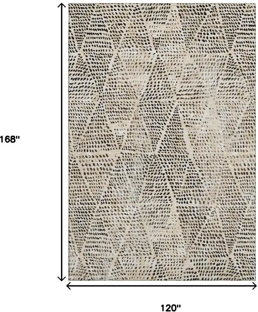 Beige And Ivory Diamond Washable Area Rug With UV Protection Photo 3
