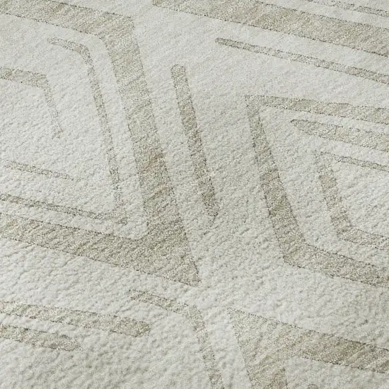 Beige And Ivory Diamond Washable Area Rug With UV Protection Photo 9
