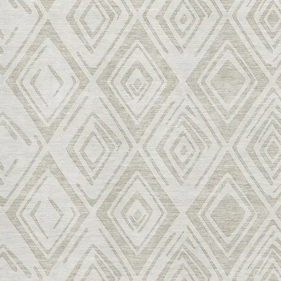 Beige And Ivory Diamond Washable Area Rug With UV Protection Photo 2
