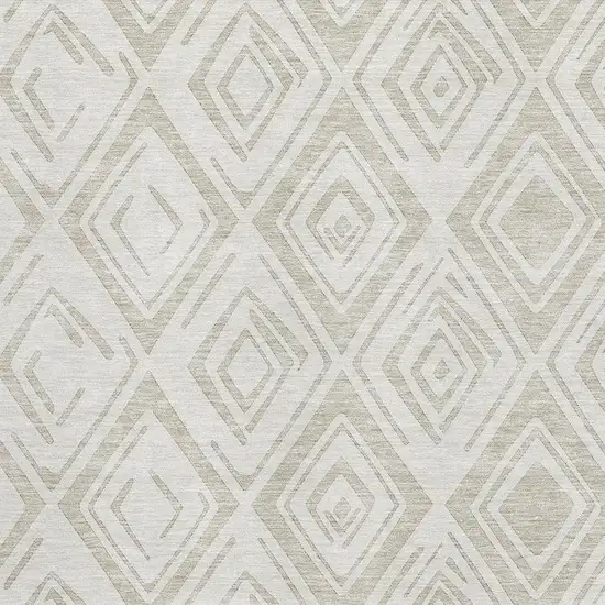Beige And Ivory Diamond Washable Area Rug With UV Protection Photo 2