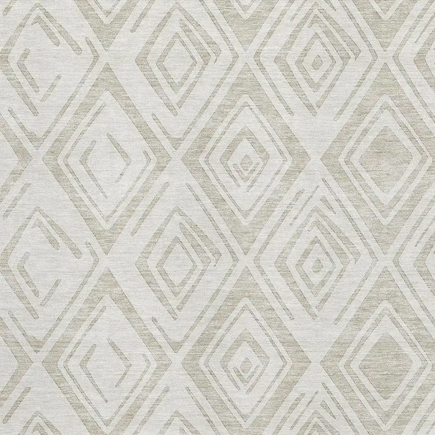 Beige And Ivory Diamond Washable Area Rug With UV Protection Photo 2