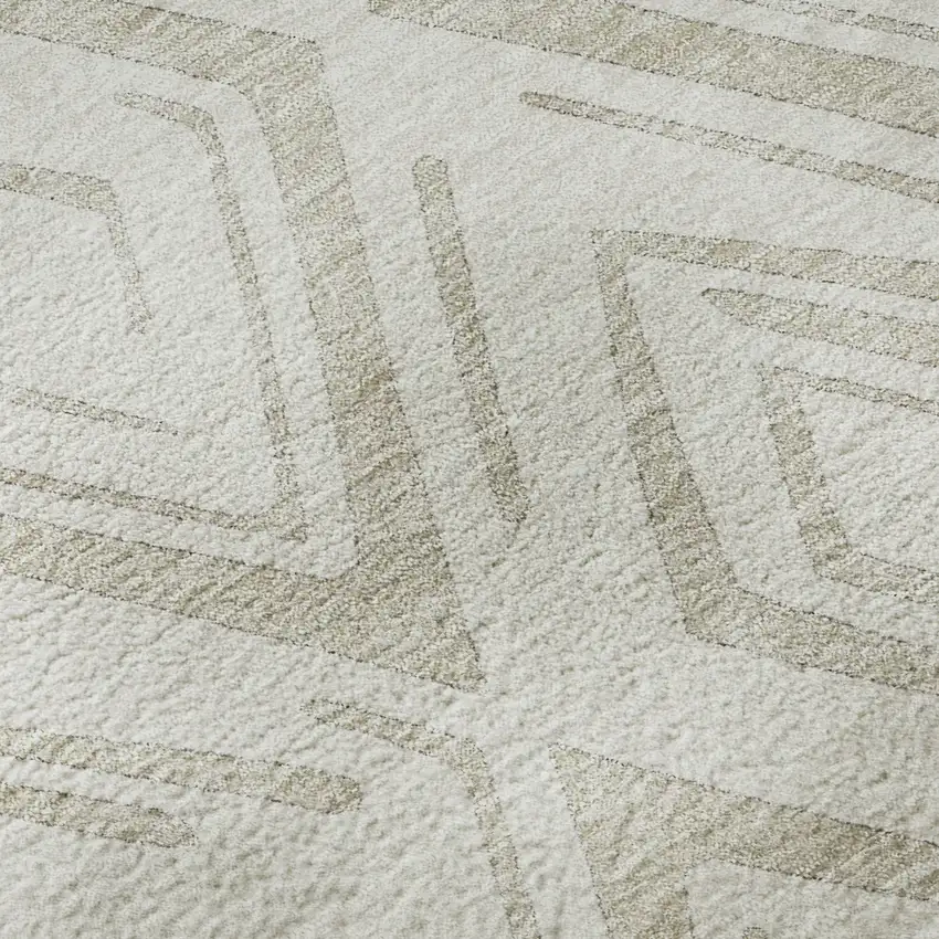 Beige And Ivory Diamond Washable Area Rug With UV Protection Photo 9