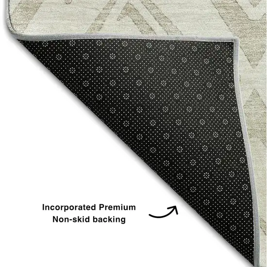 Beige And Ivory Diamond Washable Area Rug With UV Protection Photo 7