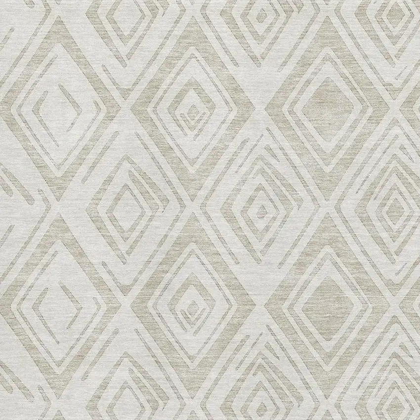 Beige And Ivory Diamond Washable Area Rug With UV Protection Photo 3