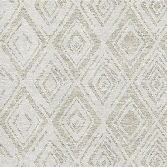 Beige And Ivory Diamond Washable Area Rug With UV Protection Photo 3
