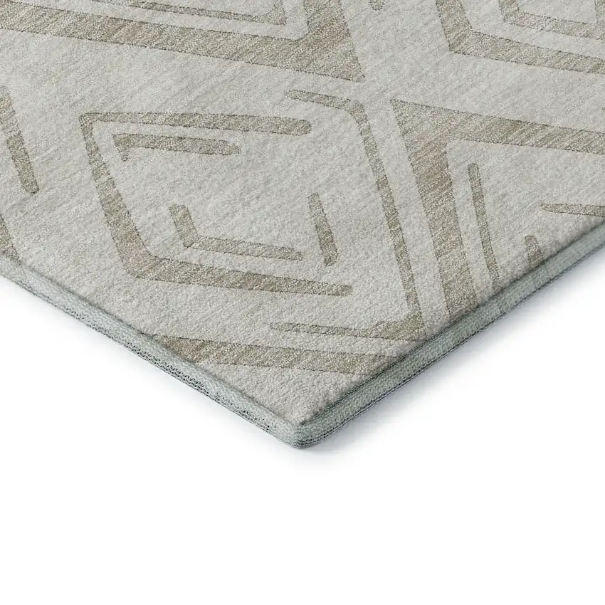 Beige And Ivory Diamond Washable Area Rug With UV Protection Photo 8