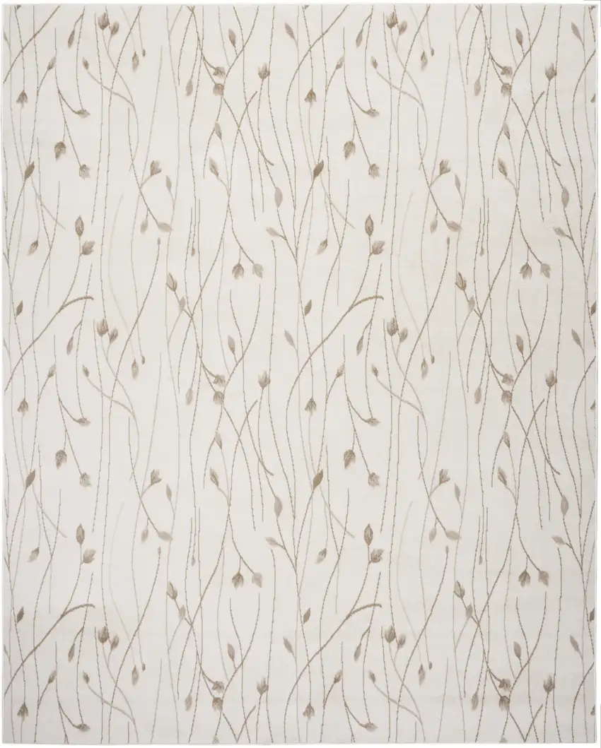 Beige And Ivory Floral Area Rug Photo 4