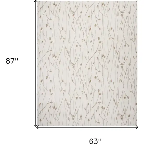 Beige And Ivory Floral Area Rug Photo 3