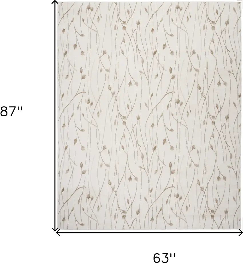 Beige And Ivory Floral Area Rug Photo 3